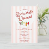 Bachelorette Party Itinerary Bach Weekend Retro Einladung (Stehend Vorderseite)