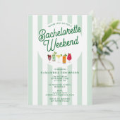 Bachelorette Party Itinerary Bach Weekend Retro Einladung (Stehend Vorderseite)
