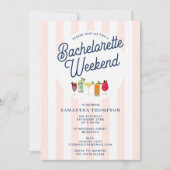 Bachelorette Party Itinerary Bach Weekend Retro Einladung (Vorderseite)