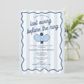 Bachelorette Party Pickleball Bach Retro Stripes Einladung (Stehend Vorderseite)