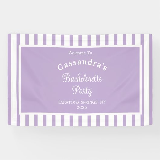Bachelorette Party Retro Modern LightPurple Classy Banner (Horizontal)