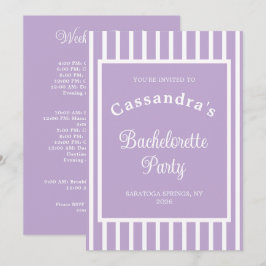 Bachelorette Party Retro Modern LightPurple Classy Einladung