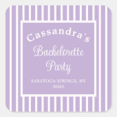 Bachelorette Party Retro Modern LightPurple Classy Quadratischer Aufkleber (Vorderseite)