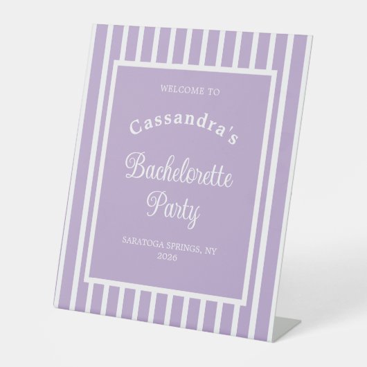 Bachelorette Party Retro Modern LightPurple Classy Sockelschild (Vorderseite)