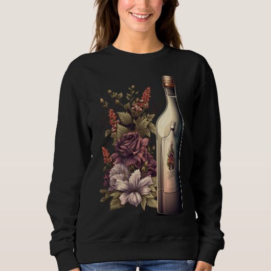 Bachelorette Party Wine Bridal Flowers Bride Bride Sweatshirt (Vorderseite)