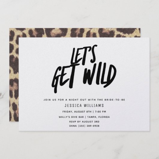 Bachelorette PartyLet's Get Wild Cheetah Einladung (Vorne/Hinten)