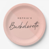 Bachelorette Peach Pink | Minimalistische moderne  Pappteller (Vorderseite)