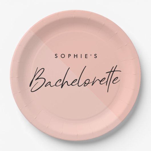 Bachelorette Peach Pink | Minimalistische moderne  Pappteller (Vorderseite)