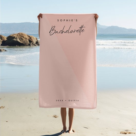 Bachelorette Peach Pink | Minimalistische moderne Strandtuch