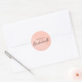 Bachelorette Peach Pink | Minimalistische Pastelle Runder Aufkleber (Umschlag)