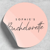 Bachelorette Peach Pink | Minimalistische Pastelle Runder Aufkleber