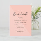 Bachelorette Peach Pink | Modernes Minimalistische Einladung (Stehend Vorderseite)