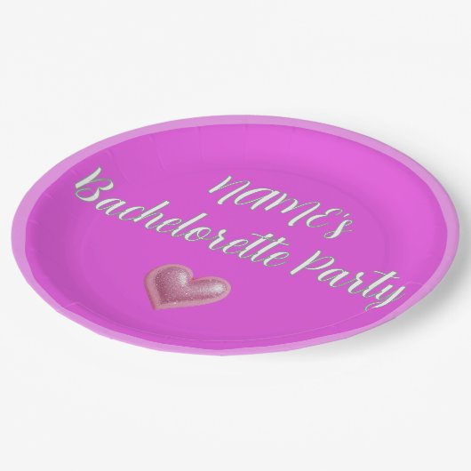 Bachelorette Pink-Party Pappteller (Schrägansicht)