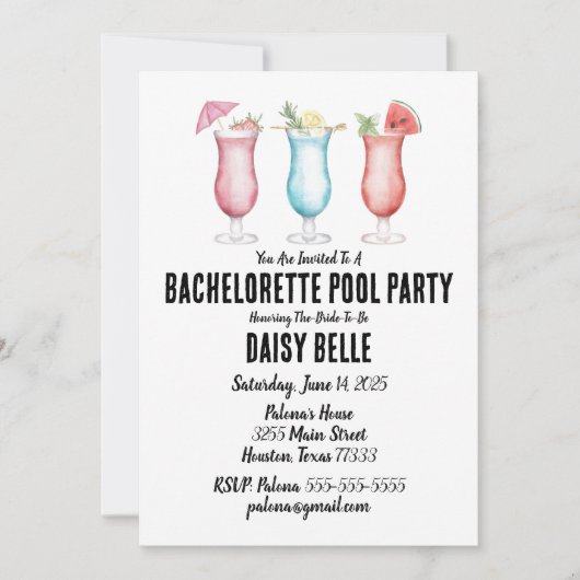 Bachelorette Pool Party Einladung (Vorderseite)