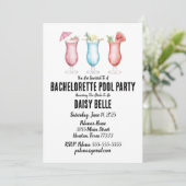 Bachelorette Pool Party Einladung (Stehend Vorderseite)