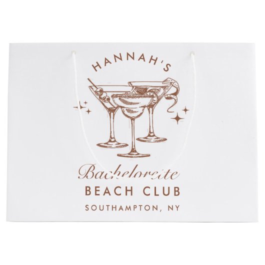 Bachelorette Retro Brown Cocktail Große Geschenktüte (Vorderseite)