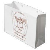 Bachelorette Retro Brown Cocktail Große Geschenktüte (Rückseite Schrägansicht)