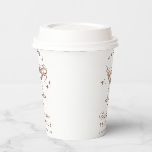 Bachelorette Retro Brown Cocktail Pappbecher (Links)