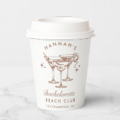 Bachelorette Retro Brown Cocktail Pappbecher (Rückseite)