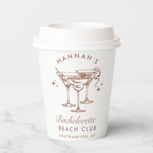 Bachelorette Retro Brown Cocktail Pappbecher (Rückseite)