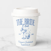 Bachelorette Retro Cocktail Blue Bridge Pappbecher (Rückseite)