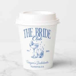 Bachelorette Retro Cocktail Blue Bridge Pappbecher