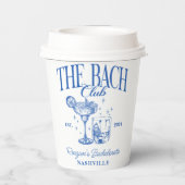 Bachelorette Retro Cocktail Blue Custom Pappbecher (Rückseite)