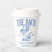 Bachelorette Retro Cocktail Blue Custom Pappbecher (Rückseite)