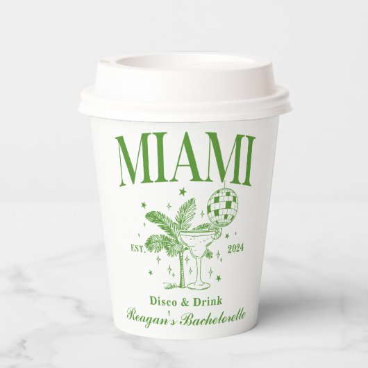 Bachelorette Retro Cocktail Grün Pappbecher (Rückseite)