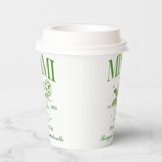 Bachelorette Retro Cocktail Grün Pappbecher (Rechts)