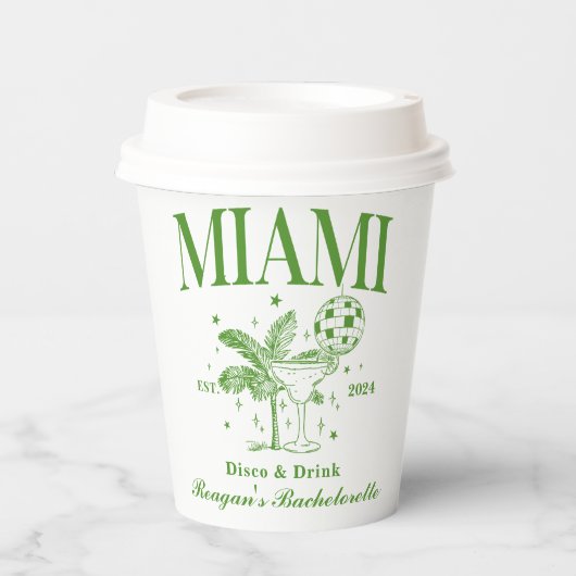 Bachelorette Retro Cocktail Grün Pappbecher (Vorderseite)