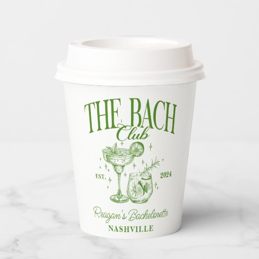 Bachelorette Retro Cocktail Grün Pappbecher (Rückseite)