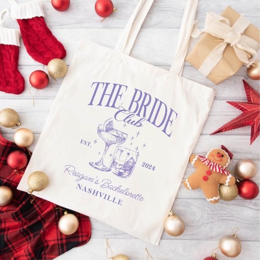 Bachelorette Retro Cocktail Lila Bridge Tragetasche