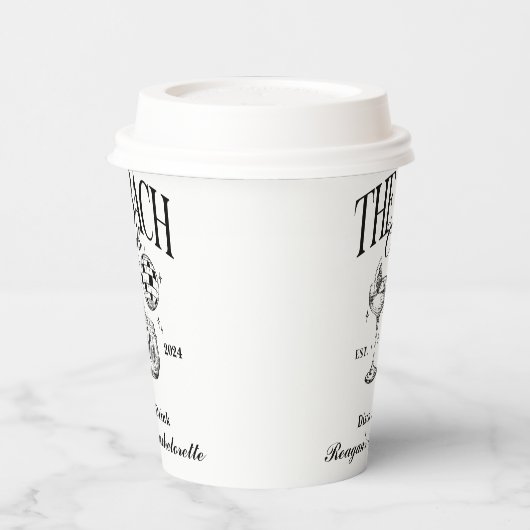 Bachelorette Retro Cocktail Schwarz Custom Pappbecher (Links)