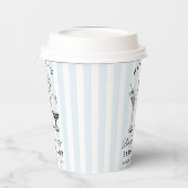 Bachelorette Retro Modern Blue & Black Streifen Pappbecher (Links)