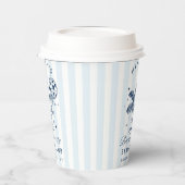 Bachelorette Retro Modern Blue & Gran Streifen Pappbecher (Links)