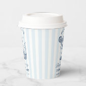 Bachelorette Retro Modern Blue & Gran Streifen Pappbecher (Links)