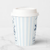 Bachelorette Retro Modern Blue & Gran Streifen Pappbecher (Links)