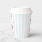 Bachelorette Retro Modern Blue & Red Streifen Pappbecher (Links)
