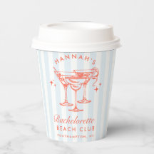 Bachelorette Retro Modern Blue & Red Streifen