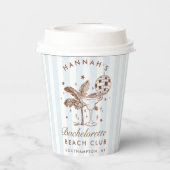 Bachelorette Retro Moderne Blauen und braune Strei Pappbecher (Rückseite)