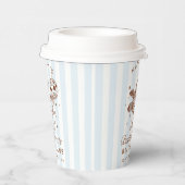 Bachelorette Retro Moderne Blauen und braune Strei Pappbecher (Rechts)