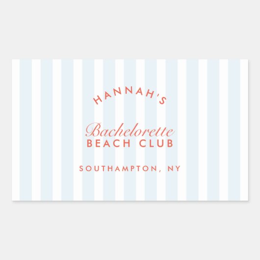 Bachelorette Retro Moderne Rot & Blau Personalisie Rechteckiger Aufkleber (Vorderseite)