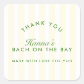 Bachelorette Retro Modernes Gelb & Grün Quadratischer Aufkleber (Vorderseite)