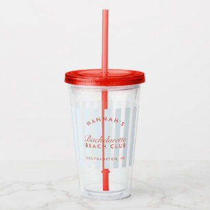 Bachelorette Retro Rot & Blau Streifen Acryltrinkbecher