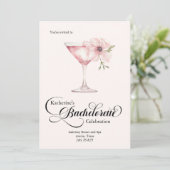 Bachelorette Rosa Blumencocktail Wellness-Center T Einladung (Stehend Vorderseite)