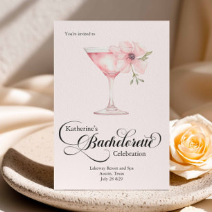 Bachelorette Rosa Blumencocktail Wellness-Center T Einladung