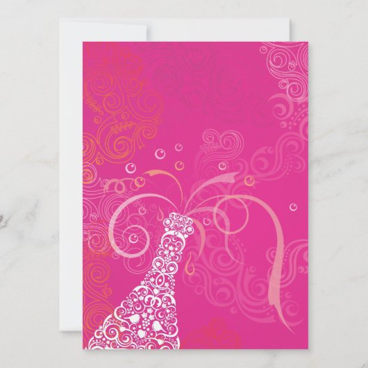 Bachelorette Rosa Champagner Einladung (Rückseite)