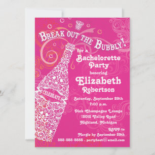 Bachelorette Rosa Champagner Einladung