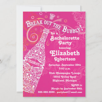 Bachelorette Rosa Champagner Einladung